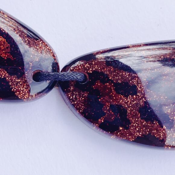 2010s Leopard Print Resin Statement Necklace Faux Tortoise Big Bead Jewelry - Picture 9 of 11